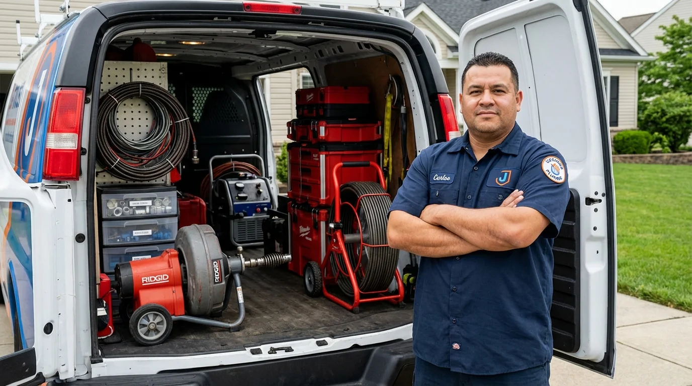 Professional drain cleaning equipment and Johns Plumbing LLC plumber in Ishpeming