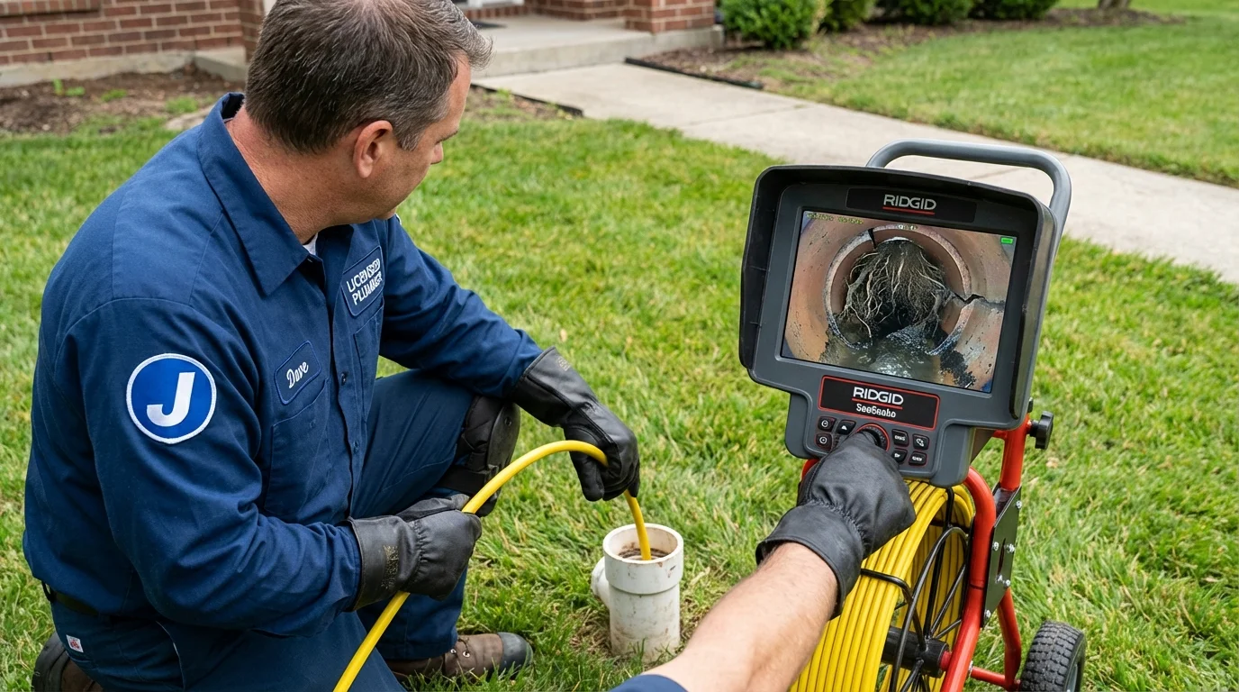 Sewer camera inspection being performed by Johns Plumbing LLC in Ishpeming
