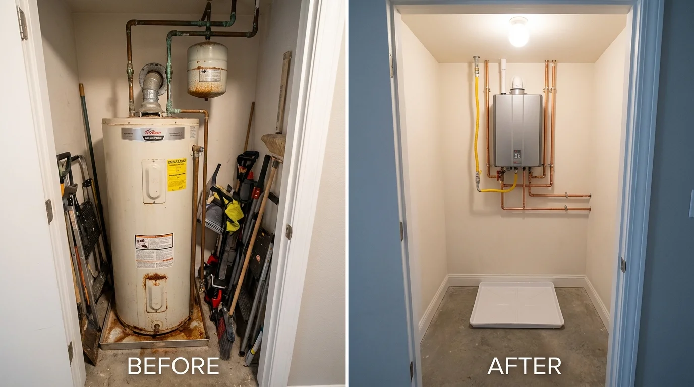 Tank water heater versus wall-mounted tankless unit comparison for Ishpeming, MI homeowners